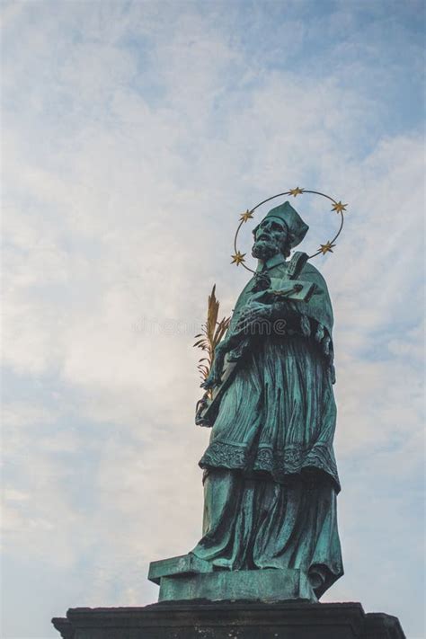 St John Of Nepomuk S Statue On Charles Bridge In Prague Czech