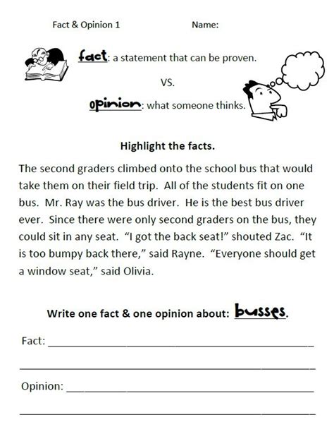 Fact Vs Opinion Worksheets