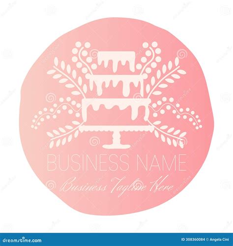 Bakery and Cake Round Badge Logo Design in Pastel Pink Color Stock Vector - Illustration of ...