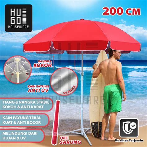 Jual HUGO Payung Tenda 200 Cm Jualan Taman Pantai Cafe Bazar Lapak