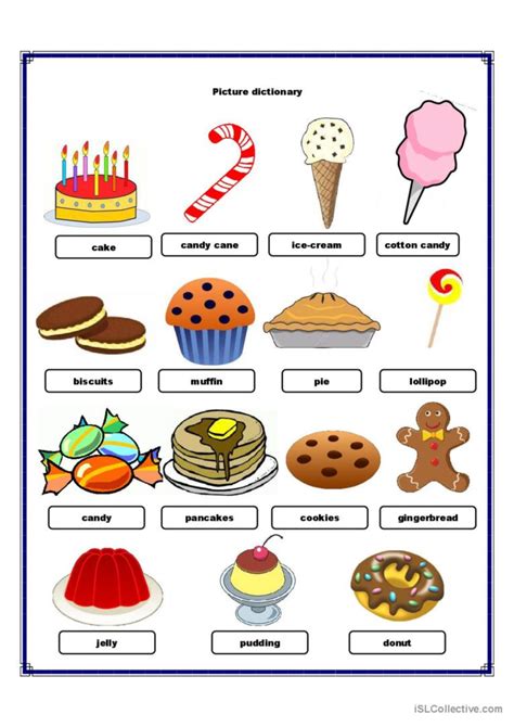 Picture Dictionary Sweets English Esl Worksheets Pdf Doc