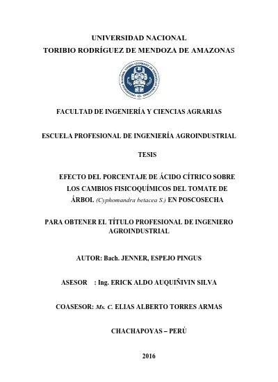 Efecto Del Porcentaje De Cido C Trico Sobre Los Cambios Fisicoqu Micos