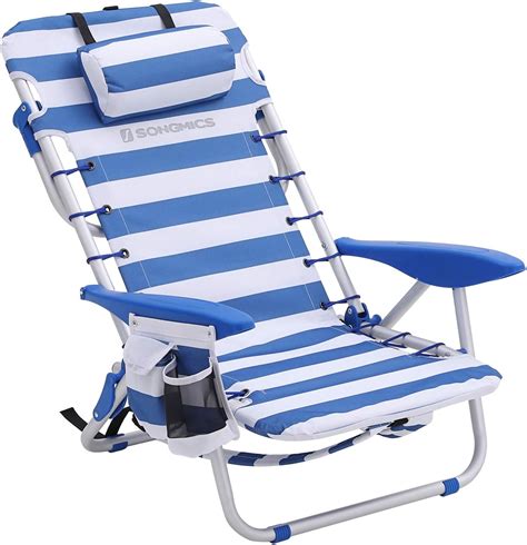 SONGMICS Chaise De Plage Pliante Aluminium Avec Oreiller Pliable