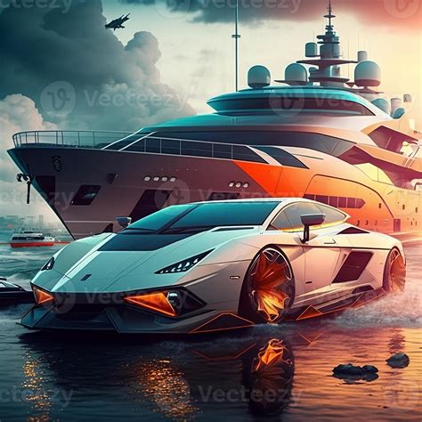 Lamborghini And Yacht Luxurious Concept Business Wallpaper