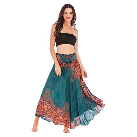 2019 Sexy Women Long Skirt High Waist Boho Hippie Gypsy Flowers Elastic