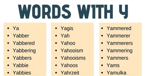 Words That Start With Y List Of Y Words With Esl Picture My