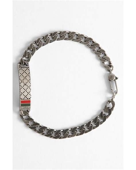 Gucci Diamante Pattern Sterling Silver Bracelet In Metallic For Men Lyst