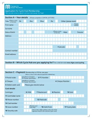 Fillable Online Section A Your Details Section B Which Cycle Hub Are