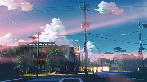 Sunset Anime Beautiful Artwork Pemandangan Anime Latar Belakang