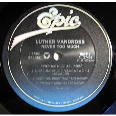 Luther Vandross Never Too Much Vinyl LP 1981 US Original HHV