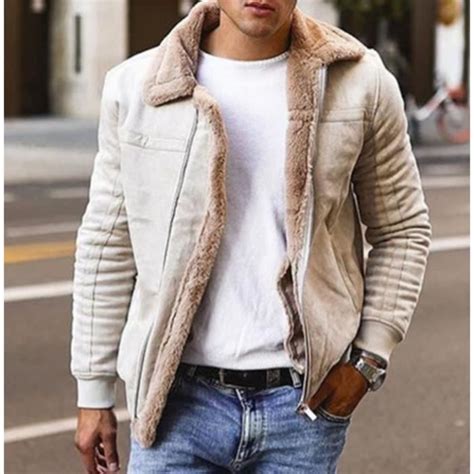 Manteau Homme Pardessus Laine Mi Long Caban Veste Chaud Beige Beige