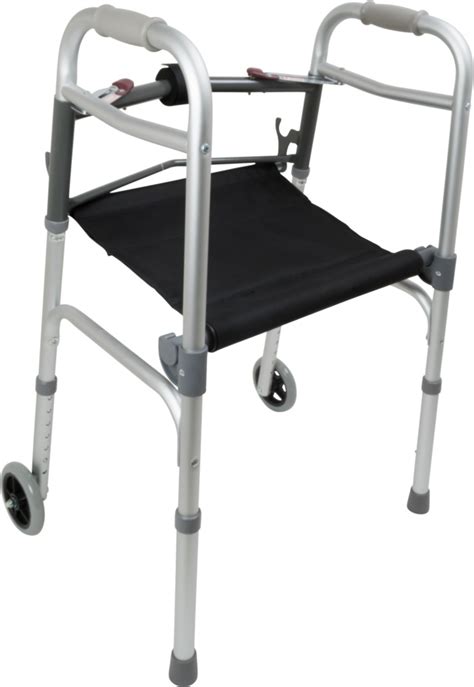 Probasics Two Button Folding Walker With Wheels And Roll Up Seat Cs