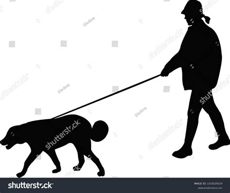 Girl Walking Dog Silhouette Vector Stock Vector (Royalty Free ...