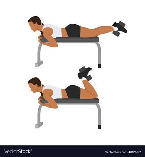 Woman Doing Dumbbell Hamstring Curl On Bench Vector Image