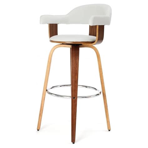 Buy Walnut Veneer And White Faux Leather Bar Stool From Fusion Living