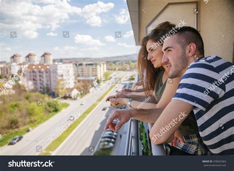 Young Group Of Friends On A Balcony Stock Photo 478567663 Shutterstock