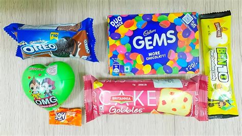 Mouth Watering Candies🍭satisfying Video🍫cadbury Gems🍡ben10🚀 Britannia Cake🍭oreo Biscuit