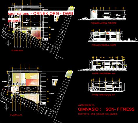 Proje Sitesi Spor Salonu Autocad Projesi