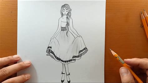 Como Desenhar Uma Garota Um Lindo Vestido Desenhar Uma Garota Da