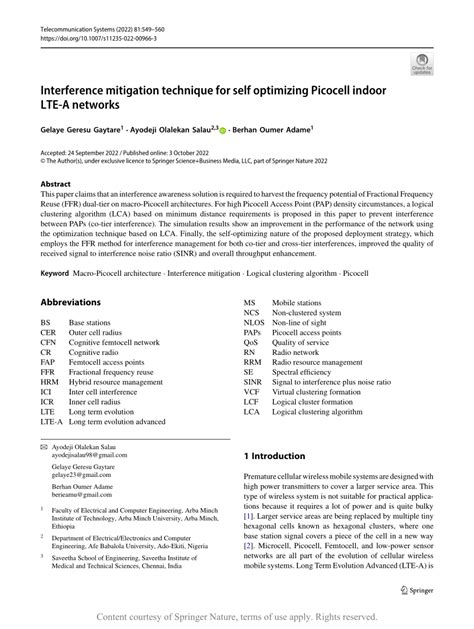 Interference Mitigation Technique For Self Optimizing Picocell Indoor