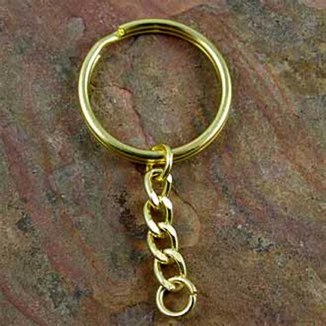 Gold Plated Keyring Mm Split Ring With Chain Pack Of Vf G