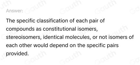 Solved Examine Each Pair Of Compounds And Classify Each Pair As