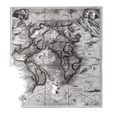 Vintage Map In Davinci Drawing Style · Creative Fabrica