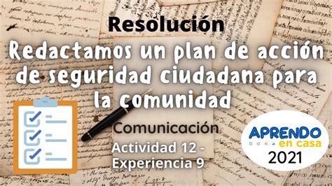 Comunicación 5° Redactamos Un Plan De Acción De Seguridad Ciudadana