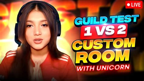 1 VS 2 Guild Test Custom Live With Unicorn IB Free Fire Max Live