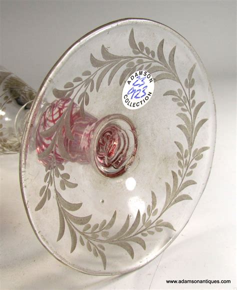 Adamson Antiques Bohemian Engraved Red Twist Wine Glass