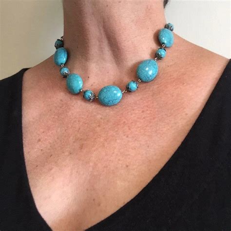 Turquoise Lucite Choker Necklace Vintage Beads Original Etsy Beaded