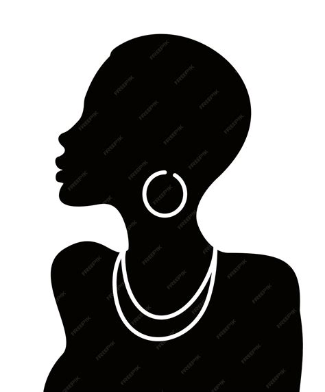 Premium Vector | Black graceful silhouette of the head of an african woman in profile side view ...