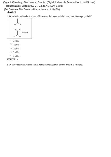 Organic Chemistry Structure And Function Digital Update E Peter