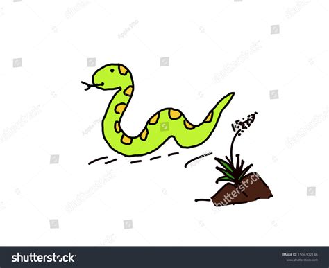 Draw Green Snake Cartoon White Background Stock Illustration 1504302146