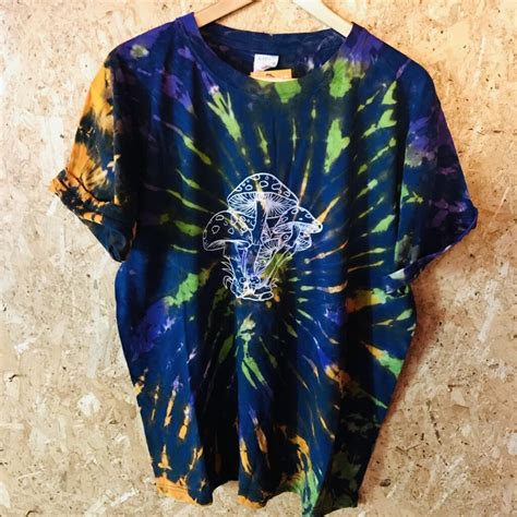 Tie Dye Tee With Screen Print Mushroom Detail • Hippy Clothing By Hippy Buddy