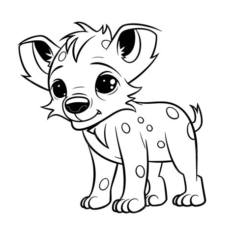 Cute Hyena Puppy Coloring Page Outline Sketch Drawing Vector Wing