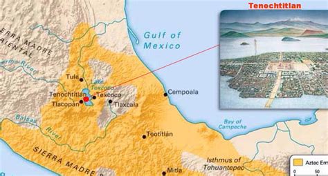 TENOCHTITLAN UBICACIÓN en el MAPA RESUMEN de su historia