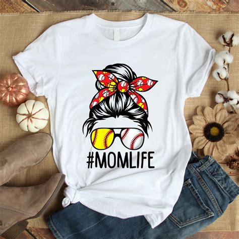 Mom Life Softball Baseball Shirt Mothers Day T Messy Bun Etsy