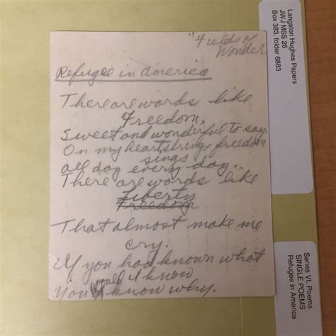 Beinecke Library On Twitter Langston Hughes Refugee In America There