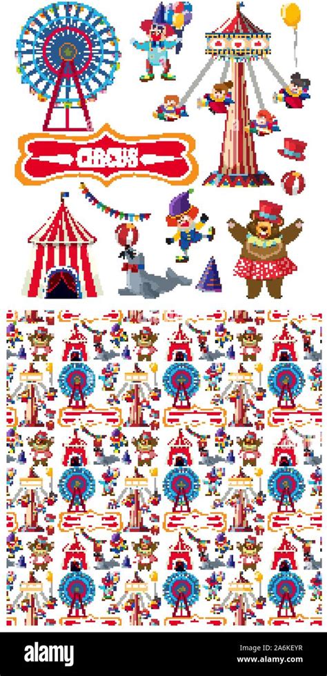 Seamless background design with circus animals and rides illustration ...