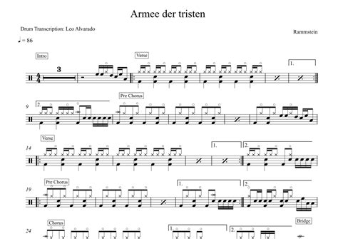 Armee Der Tristen Arr Drum Transcription Leo Alvarado Sheet Music