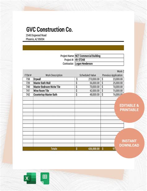 Contractor Schedule Of Values Template Google Docs Google Sheets