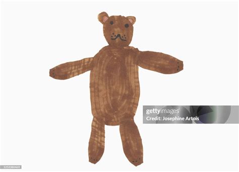 Childs Drawing Cute Brown Teddy Bear On White Background High-Res ...