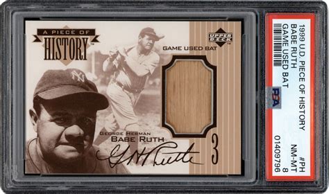 Upper Deck Piece Of History Ph Babe Ruth Game Used Bat Psa Nm Mt