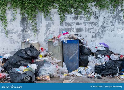 Dumpsters Being Full With Garbage Overflowing Garbage Bins With