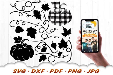 Pumpkins Vines Leaves Fall Svg Bundle Dxf Cut Files Cut