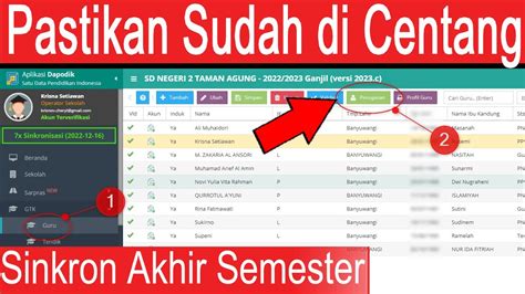 Jangan Lupa Centang Saat Sinkron Aplikasi Dapodik 2023 Akhir Semester