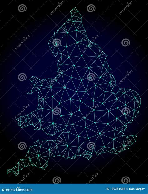 Polygonal Network Mesh Vector Map Of England Stock Vector