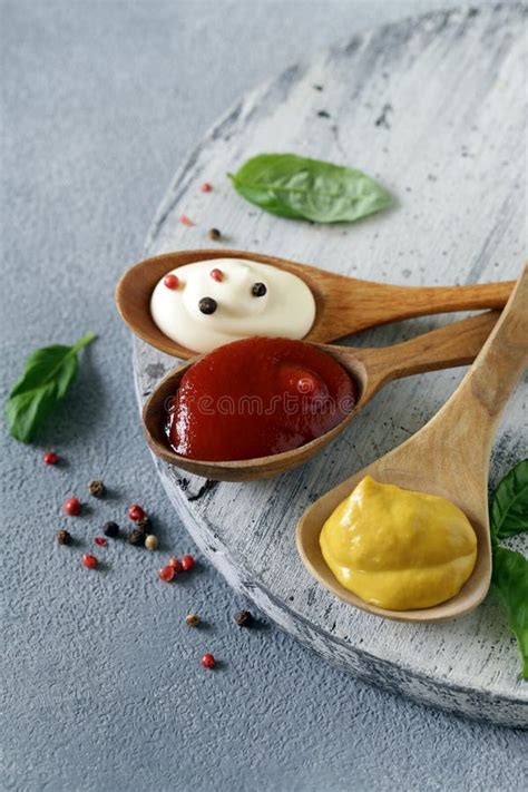 Mustard Ketchup And Mayonnaise Stock Photo Image Of Nutritious Mayo