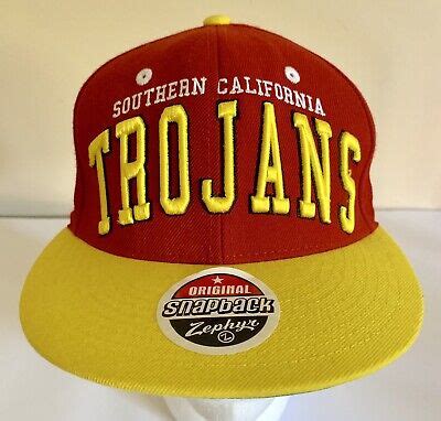 Vtg Usc Socal Trojans Snapback Hat Cap Wool Blend Large Raised Logo